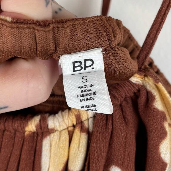 BP Nordstrom Halter Midi Dress In Brown Ivory Floral Size S Sundress Sleeveless - Picture 7 of 9